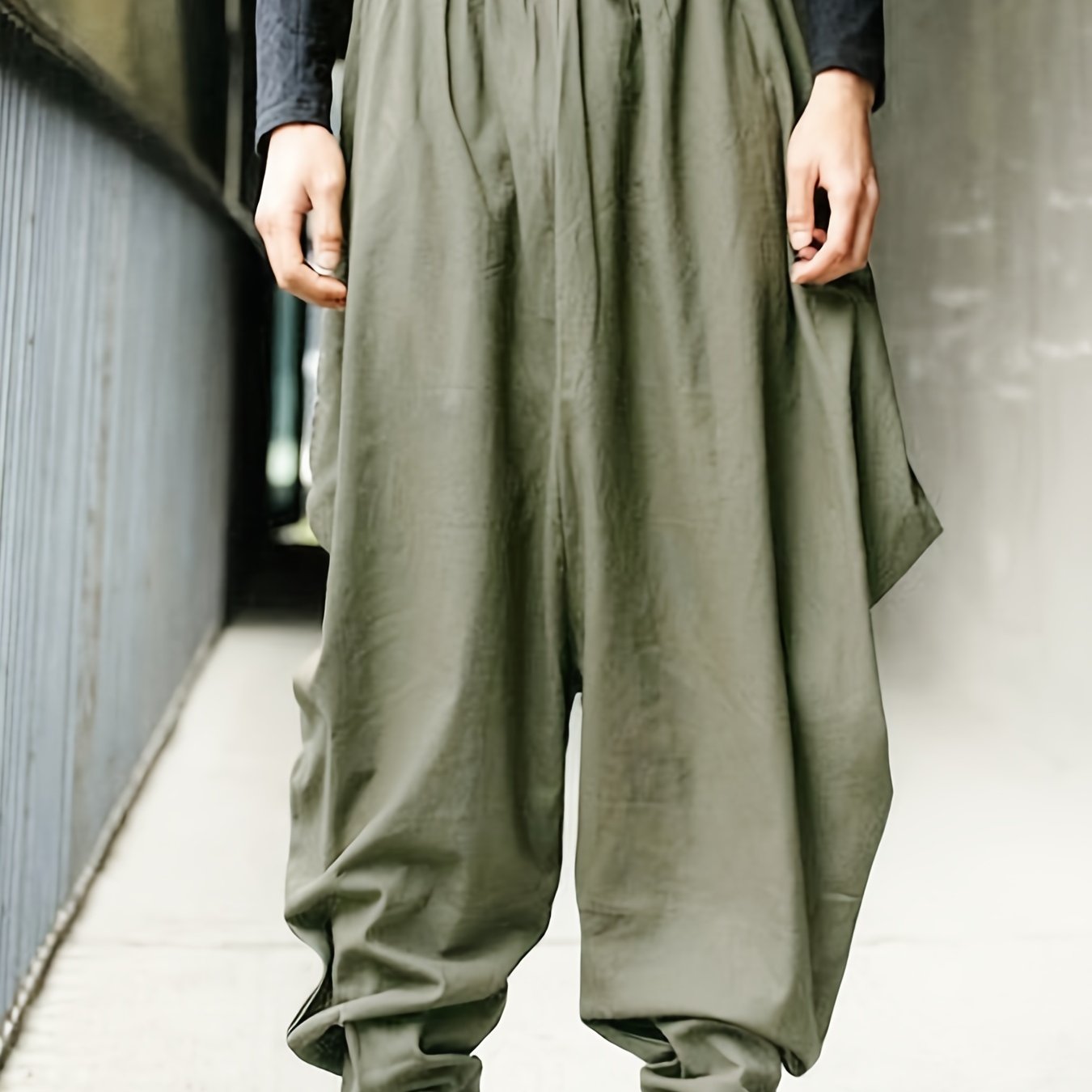 Mens Fashionable Solid Cotton Harem Pants - Ultra-Comfortable Loose Fit for Casual Street Style - Perfect Outdoor Wear