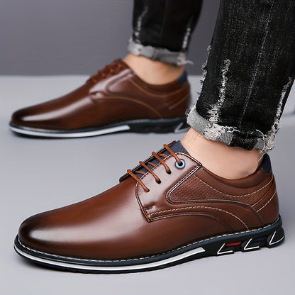 Mens Classic Dress Shoes - Durable & Slip-resistant with Premium PU Leather - Stylish Lace-up for Business & Office - Ideal Formal Wear