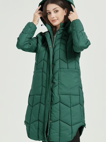 Winter Chic Puffer Jacket for Women - Cotton-Padded Coat with Lightweight Bubble Padding, Fur Collar, Hooded Design, and Warmth Outerwear for Cold Weather - Stylish and Cozy Winter Essential