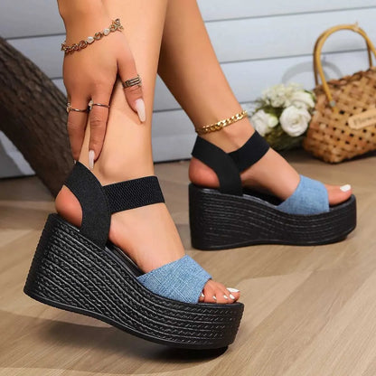 Dress Shoes Womens large foreign trade sandals new summer sponge cake wedge high heels thick soled waterproof platform H240527 6PZ0