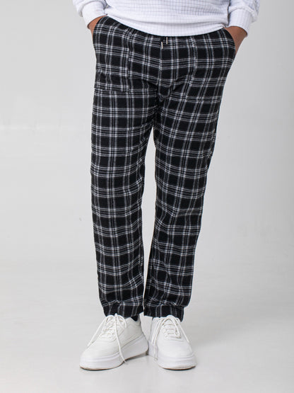 Men's Simple Style Plaid Pattern Casual Comfy Pants, Trendy Loose Stretchy Elastic Waist Home Pajamas Bottom, Suitable For Sleeping Home