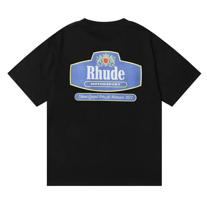 Brand Rhude T Shirts Designer Shirt Men Shorts Print White Black S M L Xl Street Cotton Fashion Youth Mens Tshirts Tshirt