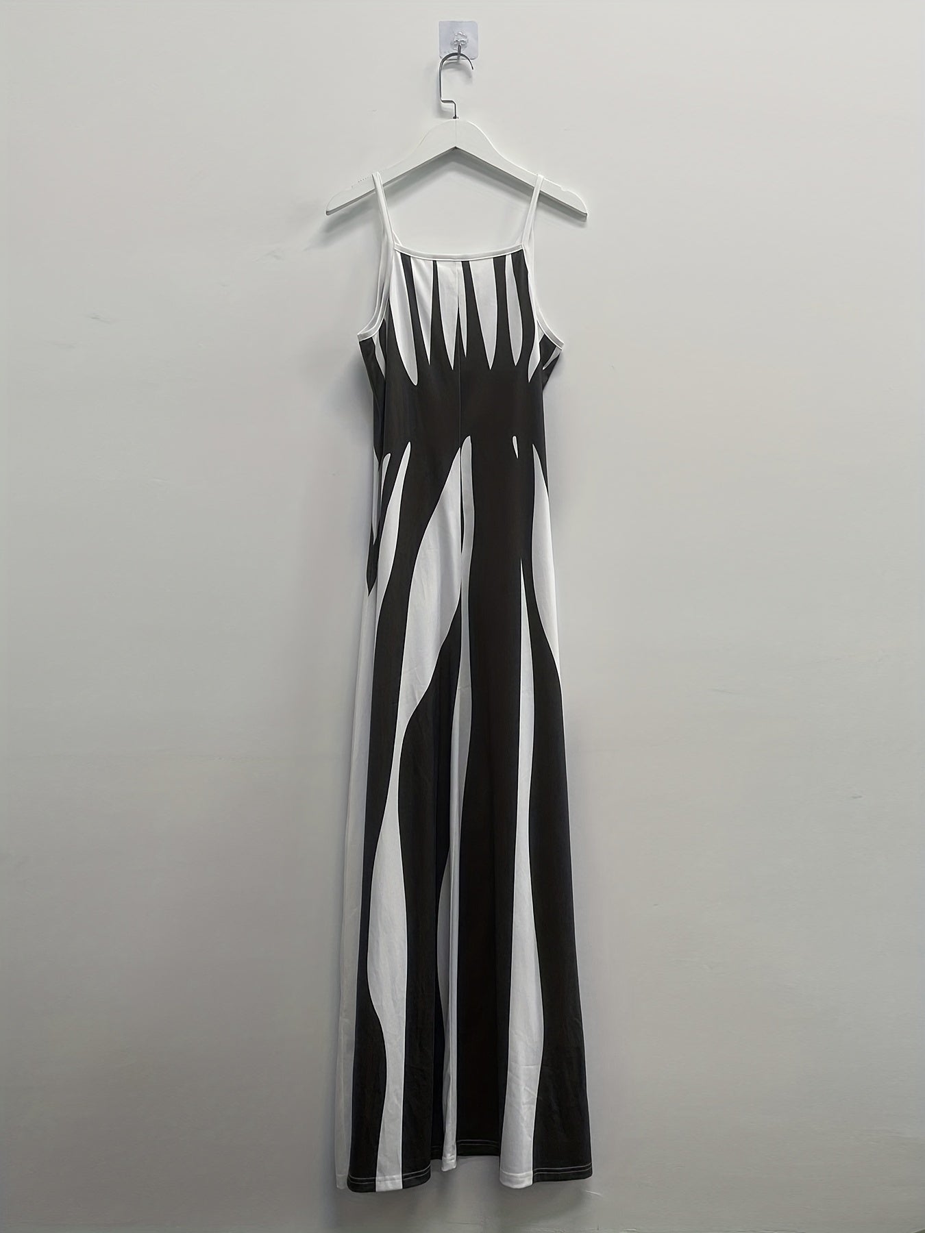 Abstract Print Maxi Dress, Casual Sleeveless Spaghetti Strap Dress, Women's Clothing