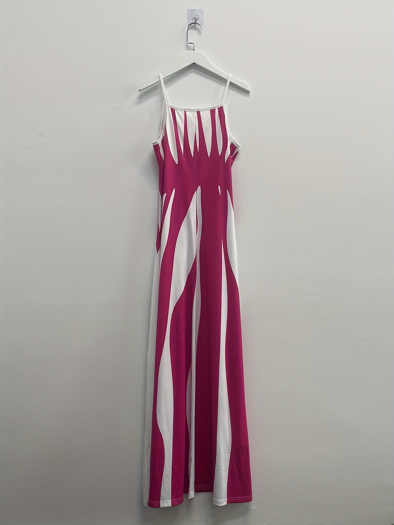 Abstract Print Maxi Dress, Casual Sleeveless Spaghetti Strap Dress, Women's Clothing