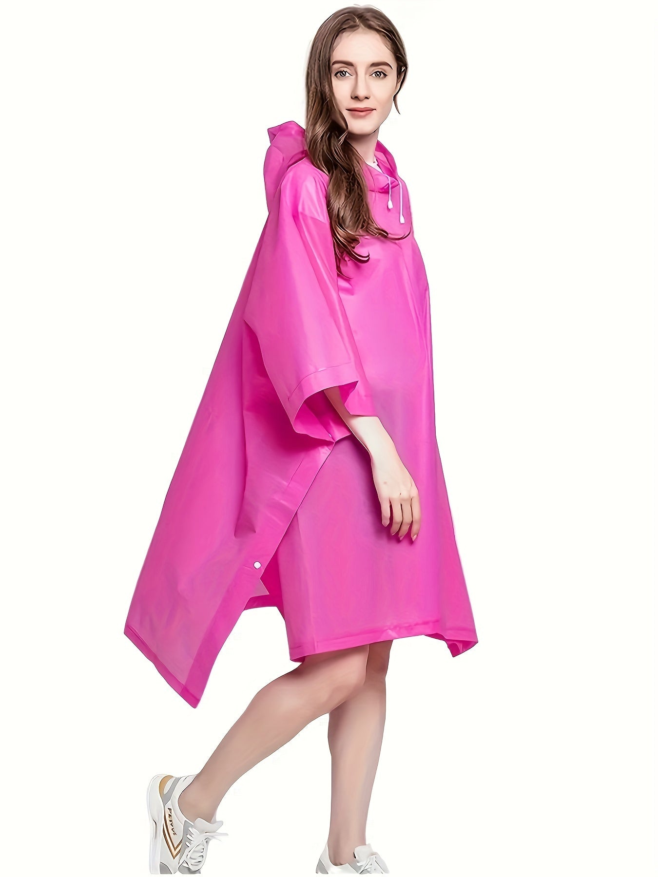 1pc, Sports Style, Women's 2-in-1 EVA Non-Disposable Raincoat with Side Snaps, Lightweight Simple Cape Poncho, Versatile for Rain Protection and Picnic Mat Use