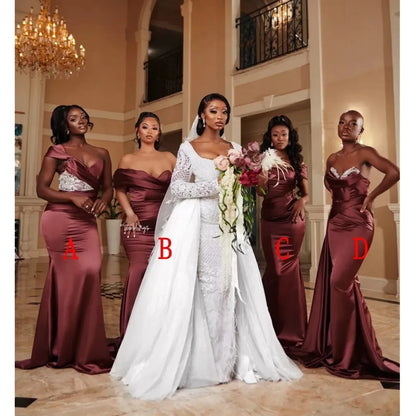 Off Shoulder Mermaid Bridesmaid Dresses African Wedding Guest Party Gowns Black Women Evening Dress Plus Size Maid Of Honor Robes De Soiree 328 328