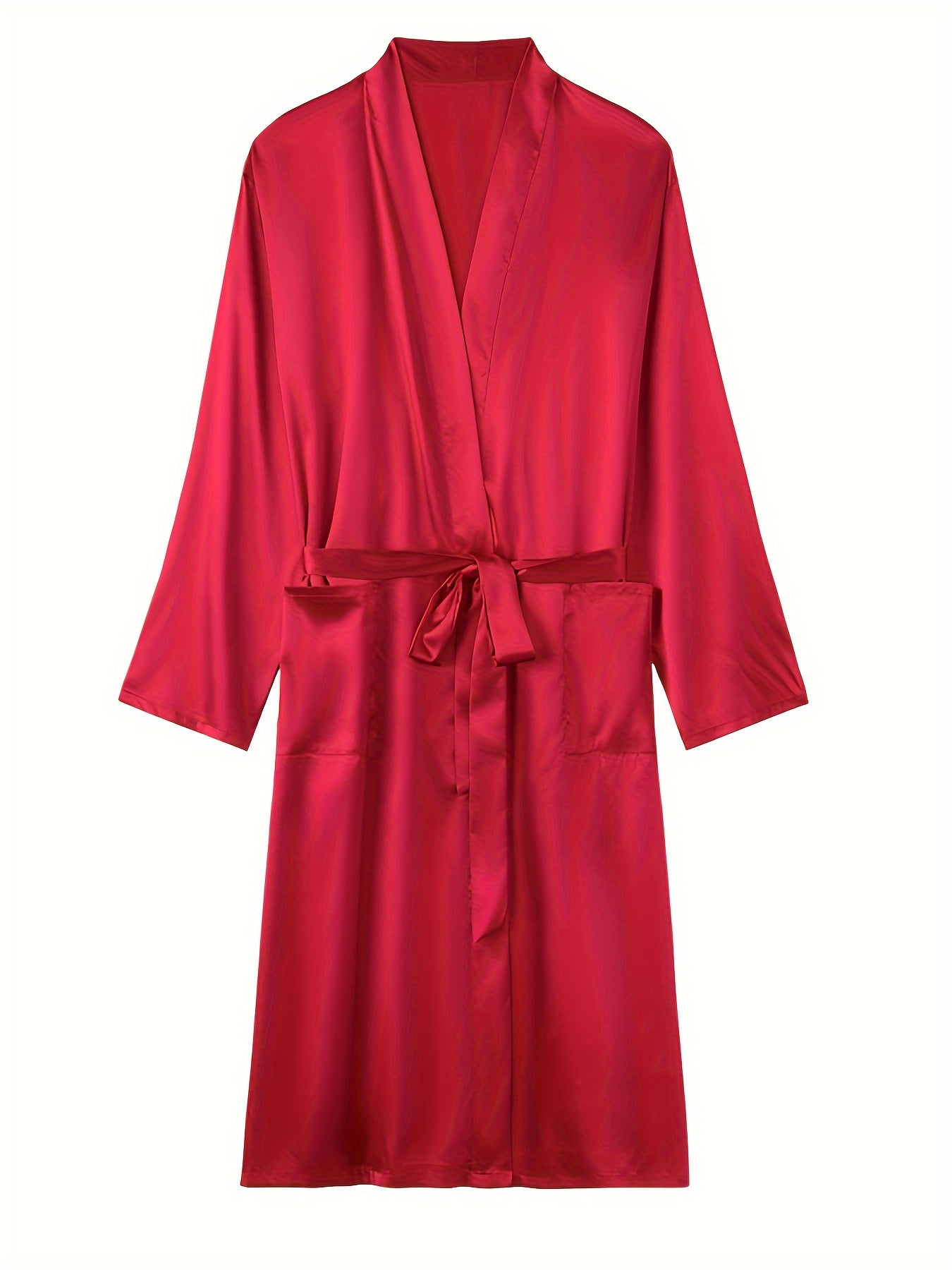 Plus-Size Lightweight V-Neck Bathrobe - Soft Polyester, Comfortable, Gentle, Simple, and Machine Washable - Perfect for All Seasons