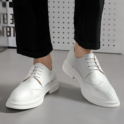 Elegant Men'S White Dress Shoes - Versatile For Weddings, Business & Casual Wear, Slip-On With Lace-Up Option Dress Shoes For Men Casual Shoes For Men