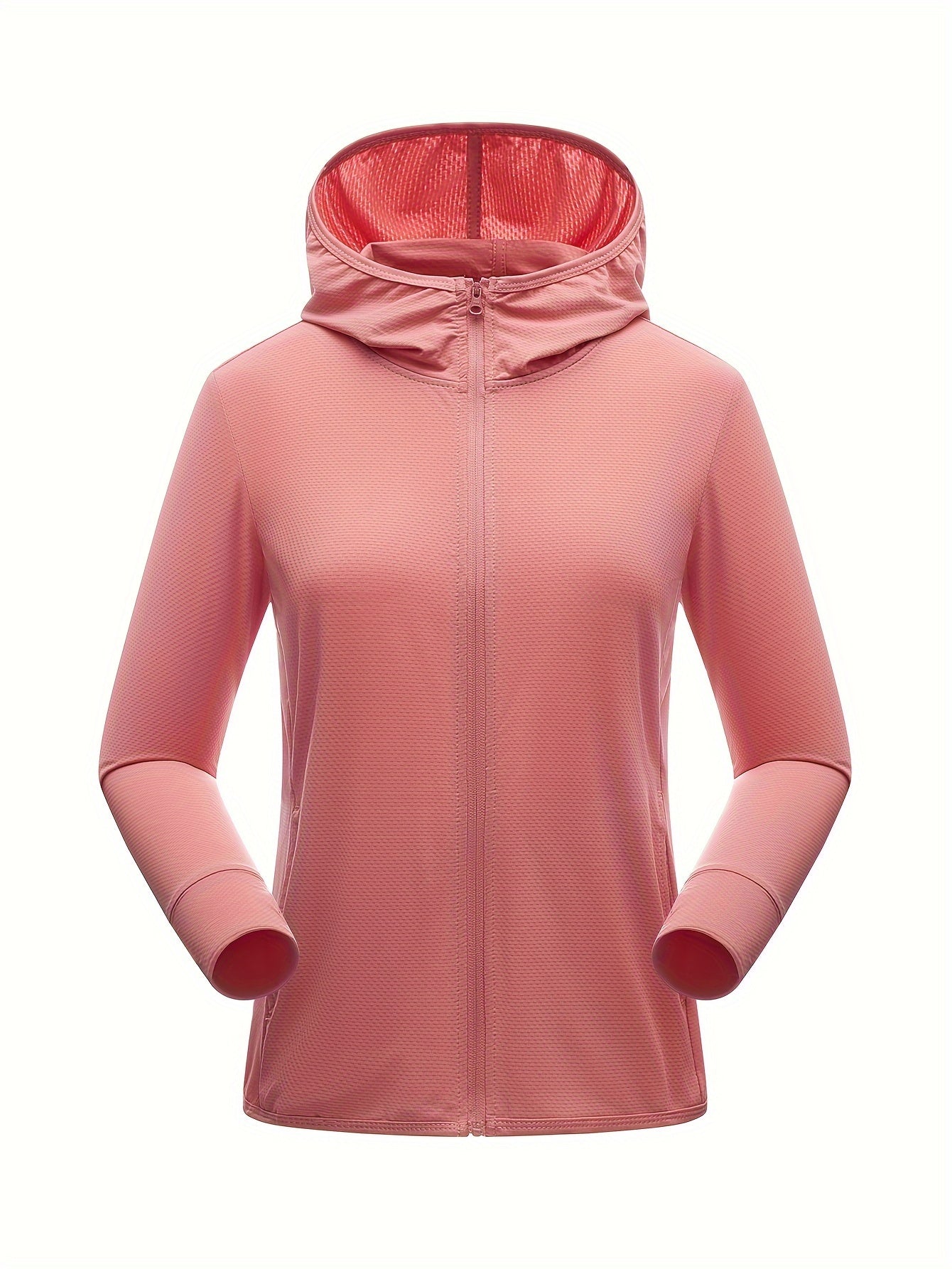 Women's Quick-Dry Hooded Activewear Jacket – Breathable, Sun-Protective, Ideal for Outdoor Sports and Activities