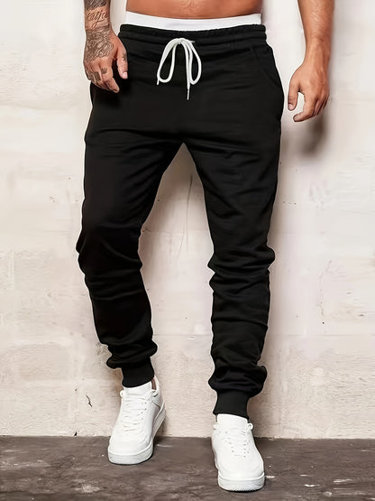 Mens Comfortable Loose Fit Joggers with Drawstring Waist - Durable Sweatpants for Casual Winter & Fall Running, Stylish Jogging - Elastic Sides Pockets for Active Outdoors