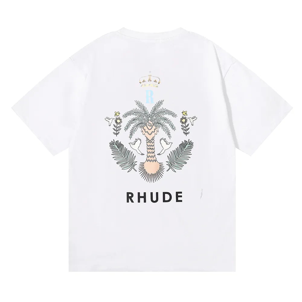 Brand Rhude T Shirts Designer Shirt Men Shorts Print White Black S M L Xl Street Cotton Fashion Youth Mens Tshirts Tshirt