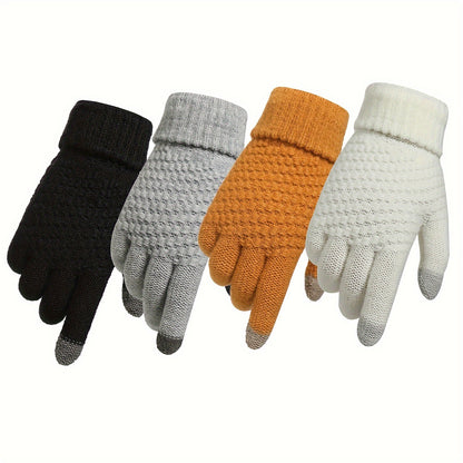 Luxurious Knit Jacquard Touchscreen Gloves - Velvety Soft, Ultra-Warm, and Coldproof - Universally Flattering Unisex Design with Innovative Split Finger Technology for Autumn Winter