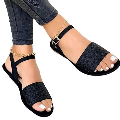 Dress Shoes New Summer Flats Womens Sandals  High Quality Ankle Strap Ladies Casual Comfortable Open Toe Fashion Woman H240527