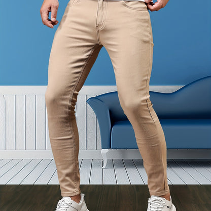 Men's Stretch Denim Jeans - Slim Fit, Casual Street Style with Pockets, Chic and Comfortable