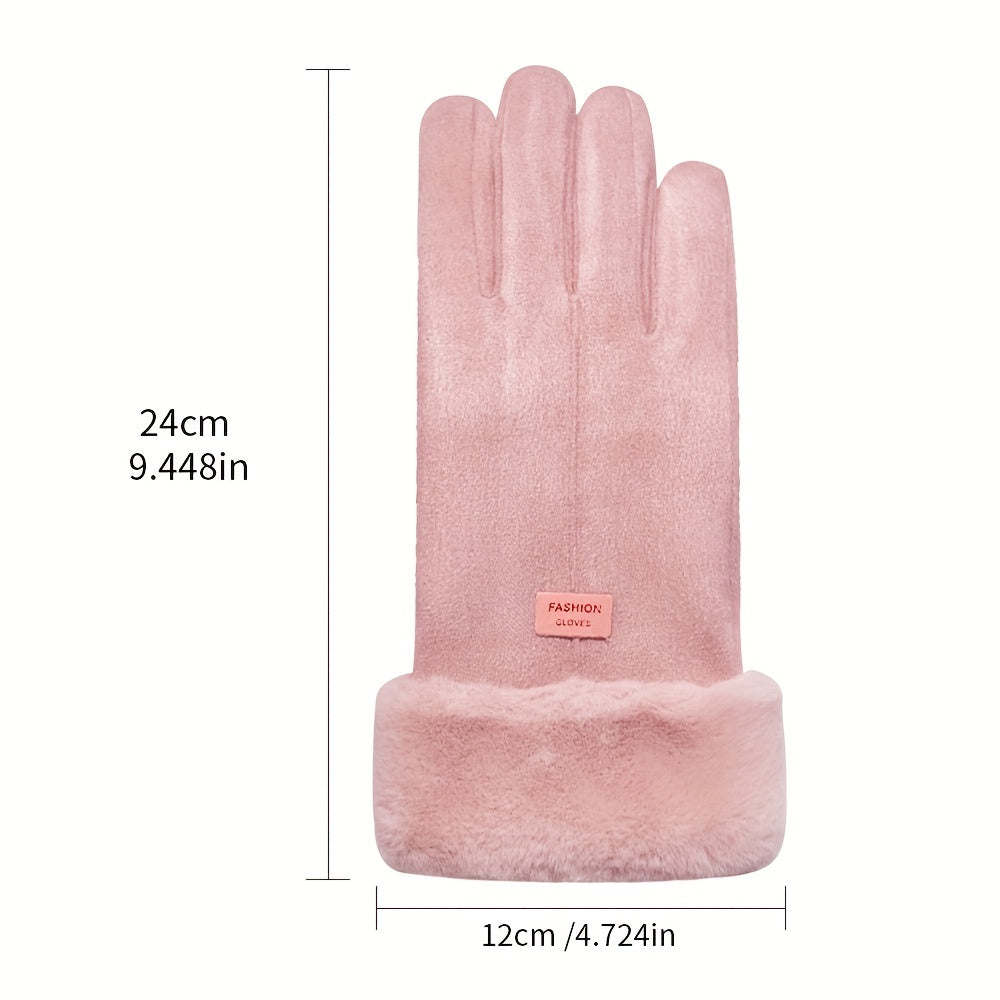 Winter Plus Velvet Warm Gloves Plush Cuff Stretch Gloves Outdoor Casual Sports Split Finger Gloves