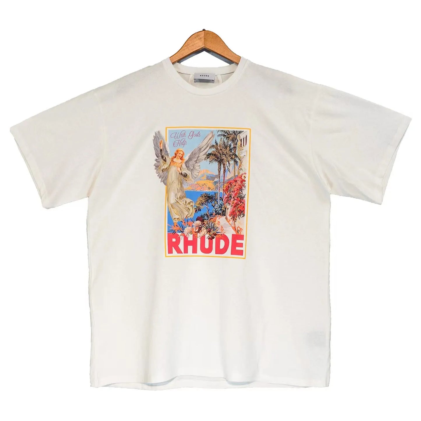 Brand Rhude T Shirts Designer Shirt Men Shorts Print White Black S M L Xl Street Cotton Fashion Youth Mens Tshirts Tshirt