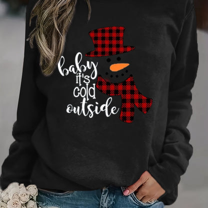 Cozy Women's Merry Christmas Print Sweatshirt - Soft Long Sleeve Pullover with Casual Style, Festive Holiday Design, and Relaxed Fit for Ultimate Comfort