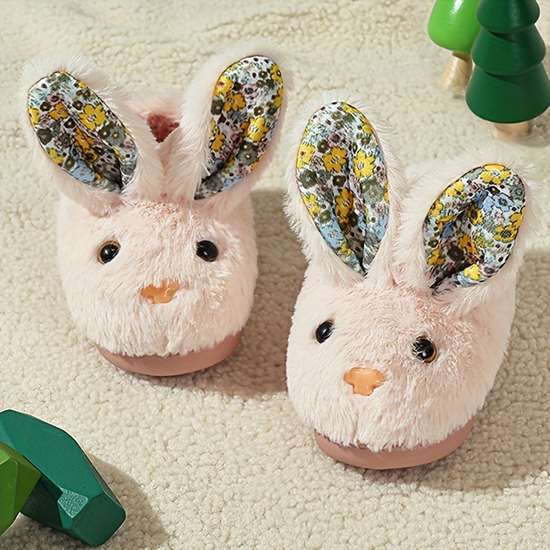 Girls' Adorable Bunny Fuzzy Slippers-Non-Slip Sole-Comfy Warm Indoor Footwear-Perfect for Chilly Seasons