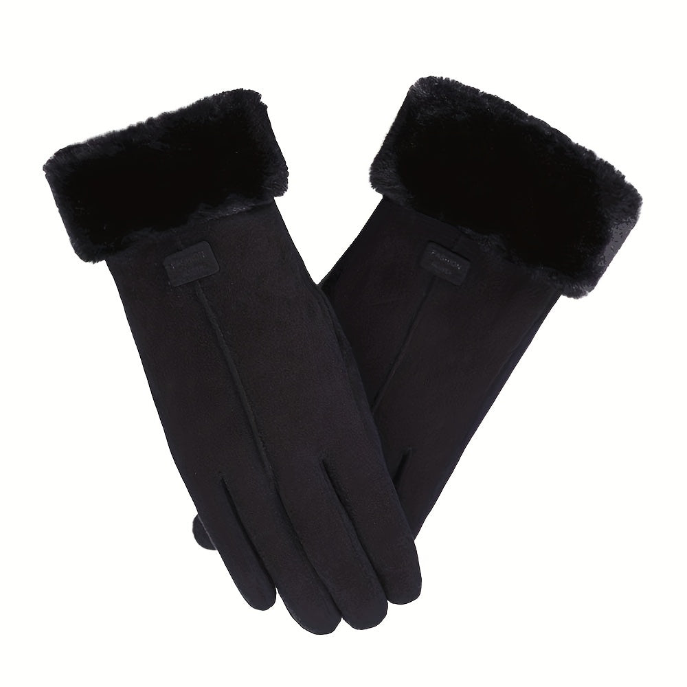 Winter Plus Velvet Warm Gloves Plush Cuff Stretch Gloves Outdoor Casual Sports Split Finger Gloves