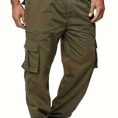 Plus Size Men's Multi-Pocket Relaxed Fit Cargo Pants - Comfortable, Versatile, and Durable Design for Outdoor Enthusiasts and Workers - Ideal for All Seasons and Occasions