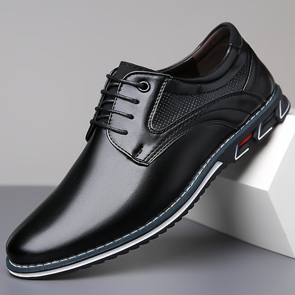 Plus Size Men's Classic Comfort Derby Shoes - Soft Solid Colour Upper, Non Slip Rubber Sole, Comfy Lace Up Closure, Breathable Footbed, Dress Shoes for Wide Feet - Ideal for Formal Occasions and Everyday Wear