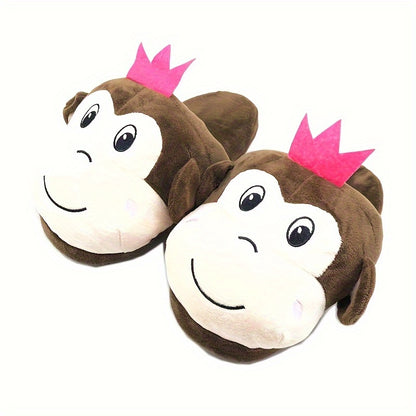 Adorable Monkey Slip-On Shoes - Soft, Warm, Lightweight, and Cozy Indoor Walking Shoes for Boys and Girls - Perfect for Autumn and Winter Seasons