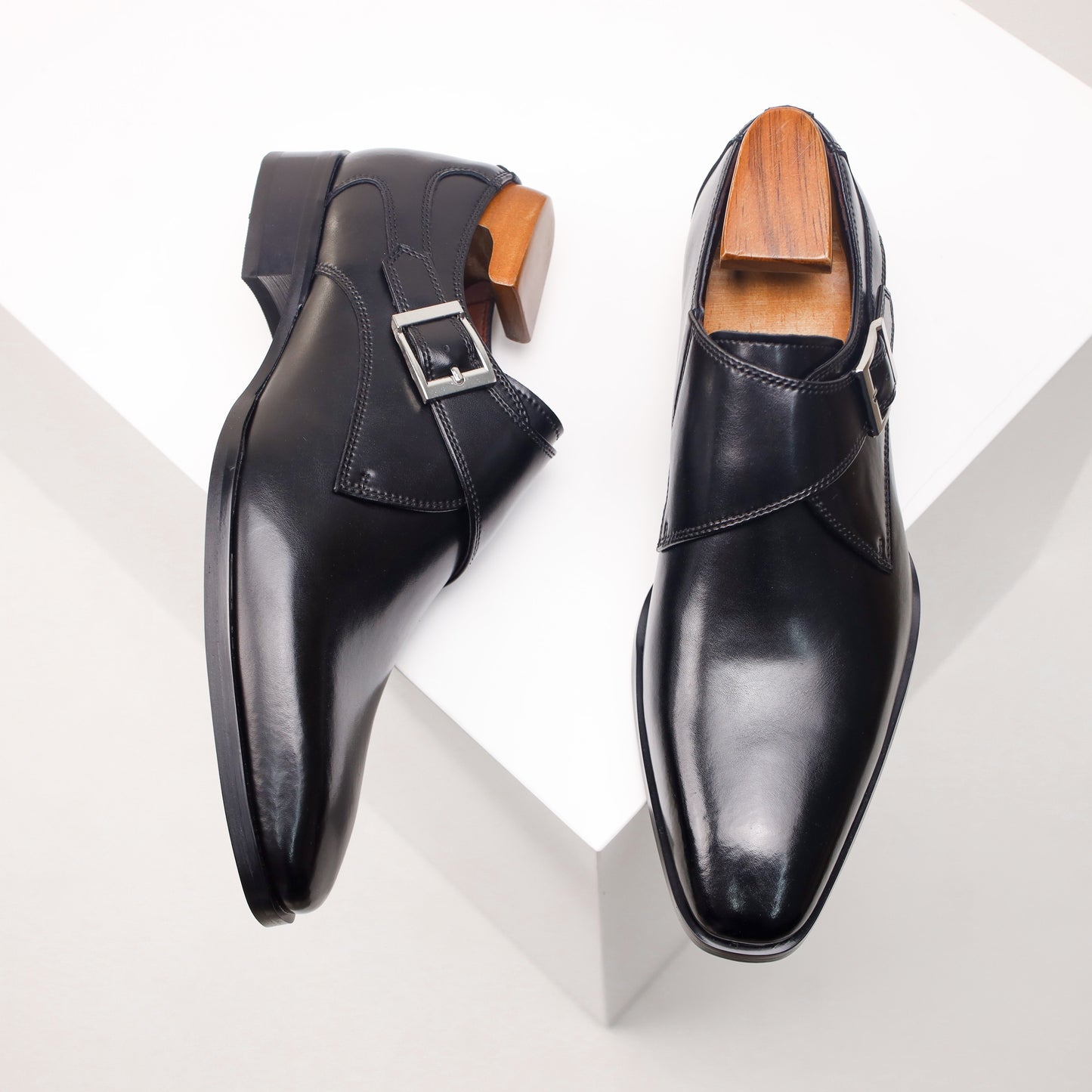 Men'S Split Leather Slip-On Loafers - Casual & Business Style, Single Buckle Closure, Perfect For Weddings & Parties Leather Slip On Shoes For Men