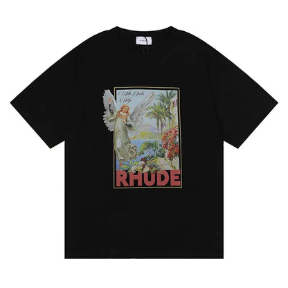 Spring Summer Rhude Shirt Man T Shirts Women Tees Skateboard Oversize Men Short Sleeve T-shirt Brand Men's T-shirts US SIZE S-XXL