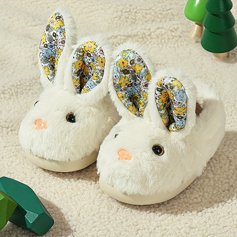 Girls' Adorable Bunny Fuzzy Slippers-Non-Slip Sole-Comfy Warm Indoor Footwear-Perfect for Chilly Seasons