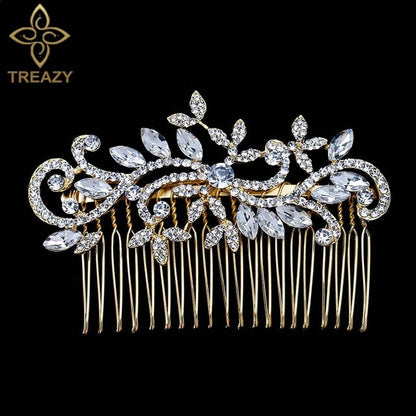 sengpan Christmas gifts for her Gold Color Wedding Hair Combs For Women Charm Pearls Crystal Bridal Hair Accessories Birthday Party Headwear Brides Tiara