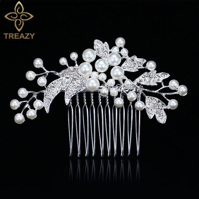 sengpan Christmas gifts for her Gold Color Wedding Hair Combs For Women Charm Pearls Crystal Bridal Hair Accessories Birthday Party Headwear Brides Tiara