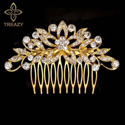 sengpan Christmas gifts for her Gold Color Wedding Hair Combs For Women Charm Pearls Crystal Bridal Hair Accessories Birthday Party Headwear Brides Tiara