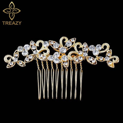 sengpan Christmas gifts for her Gold Color Wedding Hair Combs For Women Charm Pearls Crystal Bridal Hair Accessories Birthday Party Headwear Brides Tiara