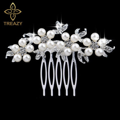 sengpan Christmas gifts for her Gold Color Wedding Hair Combs For Women Charm Pearls Crystal Bridal Hair Accessories Birthday Party Headwear Brides Tiara