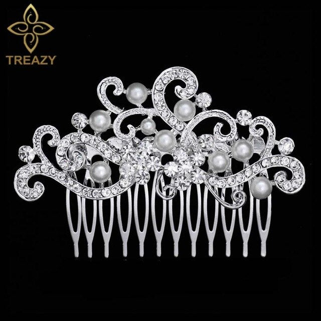 sengpan Christmas gifts for her Gold Color Wedding Hair Combs For Women Charm Pearls Crystal Bridal Hair Accessories Birthday Party Headwear Brides Tiara