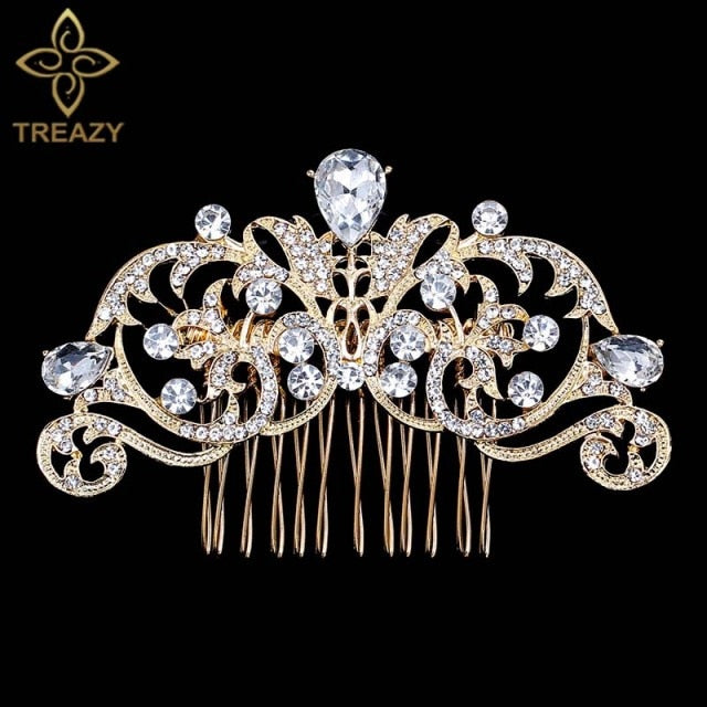 sengpan Christmas gifts for her Gold Color Wedding Hair Combs For Women Charm Pearls Crystal Bridal Hair Accessories Birthday Party Headwear Brides Tiara