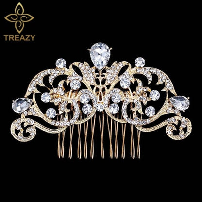 sengpan Christmas gifts for her Gold Color Wedding Hair Combs For Women Charm Pearls Crystal Bridal Hair Accessories Birthday Party Headwear Brides Tiara