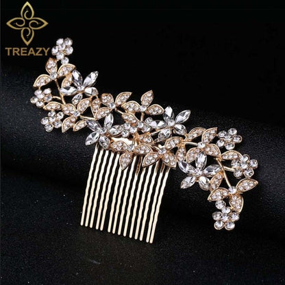 sengpan Christmas gifts for her Gold Color Wedding Hair Combs For Women Charm Pearls Crystal Bridal Hair Accessories Birthday Party Headwear Brides Tiara