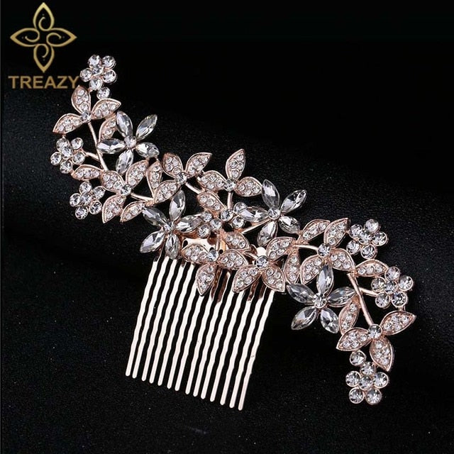 sengpan Christmas gifts for her Gold Color Wedding Hair Combs For Women Charm Pearls Crystal Bridal Hair Accessories Birthday Party Headwear Brides Tiara