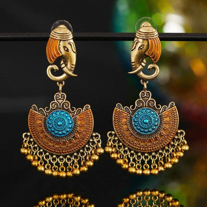 sengpan Indian Jhumka Elephant Earrings Gypsy Afghan Jewelry Retro Ethnic Antique Beads Drop Tassel Earrings for Women Bohemian Gift