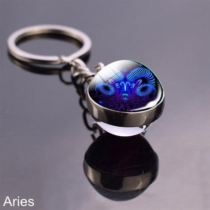 sengpan Christmas wishlist Luminous Keychain Glow In The Dark 12 Zodiac Sign Sphere Ball Crystal Key Rings Scorpio Leo Gemini Constellation Birthday Gift