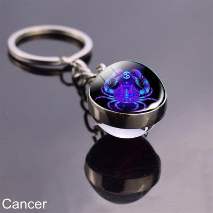 sengpan Christmas wishlist Luminous Keychain Glow In The Dark 12 Zodiac Sign Sphere Ball Crystal Key Rings Scorpio Leo Gemini Constellation Birthday Gift