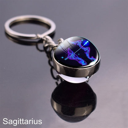 sengpan Christmas wishlist Luminous Keychain Glow In The Dark 12 Zodiac Sign Sphere Ball Crystal Key Rings Scorpio Leo Gemini Constellation Birthday Gift