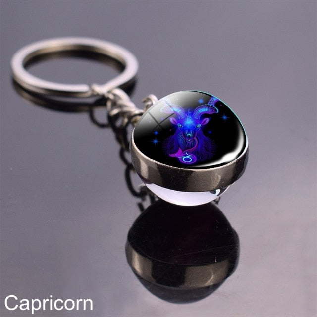 sengpan Christmas wishlist Luminous Keychain Glow In The Dark 12 Zodiac Sign Sphere Ball Crystal Key Rings Scorpio Leo Gemini Constellation Birthday Gift