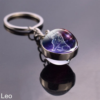 sengpan Christmas wishlist Luminous Keychain Glow In The Dark 12 Zodiac Sign Sphere Ball Crystal Key Rings Scorpio Leo Gemini Constellation Birthday Gift