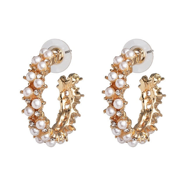 sengpan Christmas gifts ideas za Fashion Boho Crystal Earrings For Women New Rhinestone Statement Pearl Drop Earrings Bijoux Wholesale