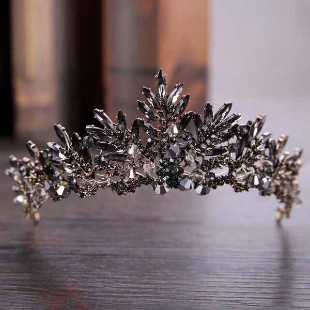 sengpan Christmas gifts ideas Black Baroque Crown Tiaras Queen Vintage Crystal Rhinestone Bridal Hair Accessories Bride Headbands Wedding Hair Jewelry