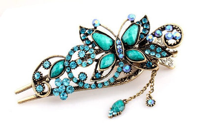 sengpan Christmas gifts ideas Classic Retro Ethnic Style Crystal  Hair Pins Bridal Headwear  Rhinestone Butterfly Hair Clips Women Hair Accessories Jewelry