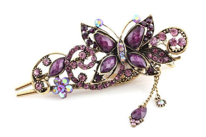 sengpan Christmas gifts ideas Classic Retro Ethnic Style Crystal  Hair Pins Bridal Headwear  Rhinestone Butterfly Hair Clips Women Hair Accessories Jewelry