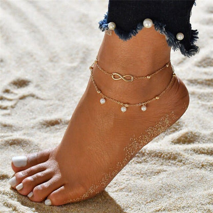 sengpan Bohemia Beads Ankle Bracelet for Women Leg Chain Round Tassel Anklet Vintage Foot Jewelry Accessories